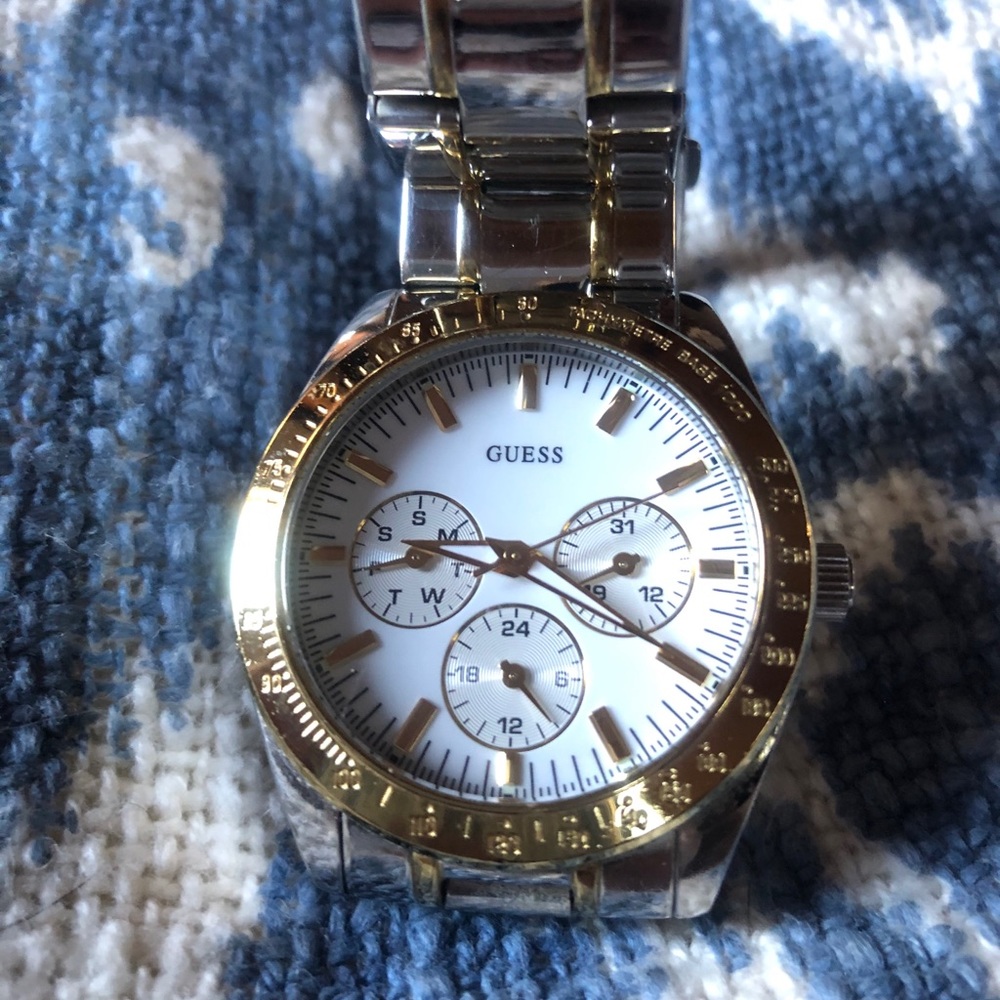 Guess boyfriend two tone gold/silver watch